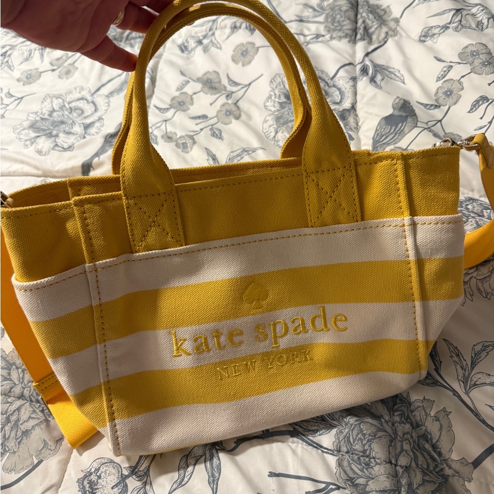 Kate Spade Yellow and Cream Striped Tote